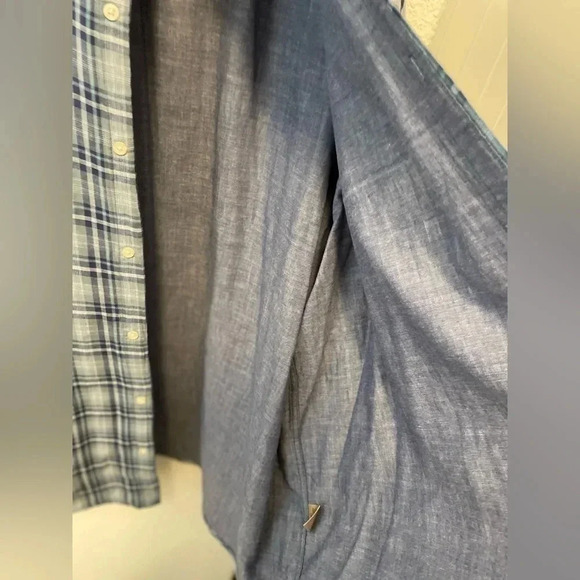 Foundry Men’s Big and Tall Blue, Gray, and White Plaid Button Down shirt - 4XLT - Picture 5 of 7